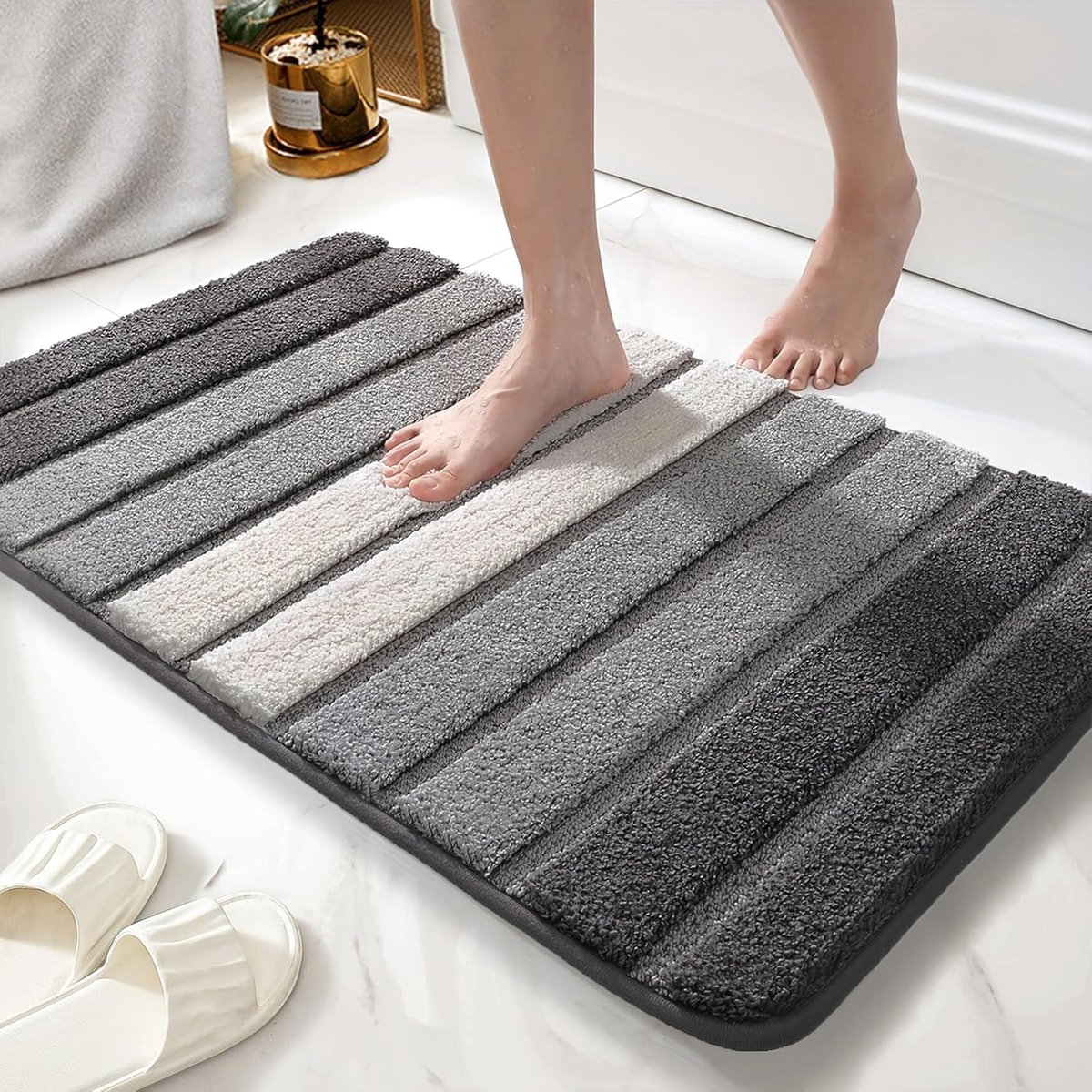 SnelShoppen - Microvezel Badmat Voetmat Super Absorberend Badkamertapijt 60x90cm Grijs - Luxe Badkamer Accessoire voor Perfecte Droogheid