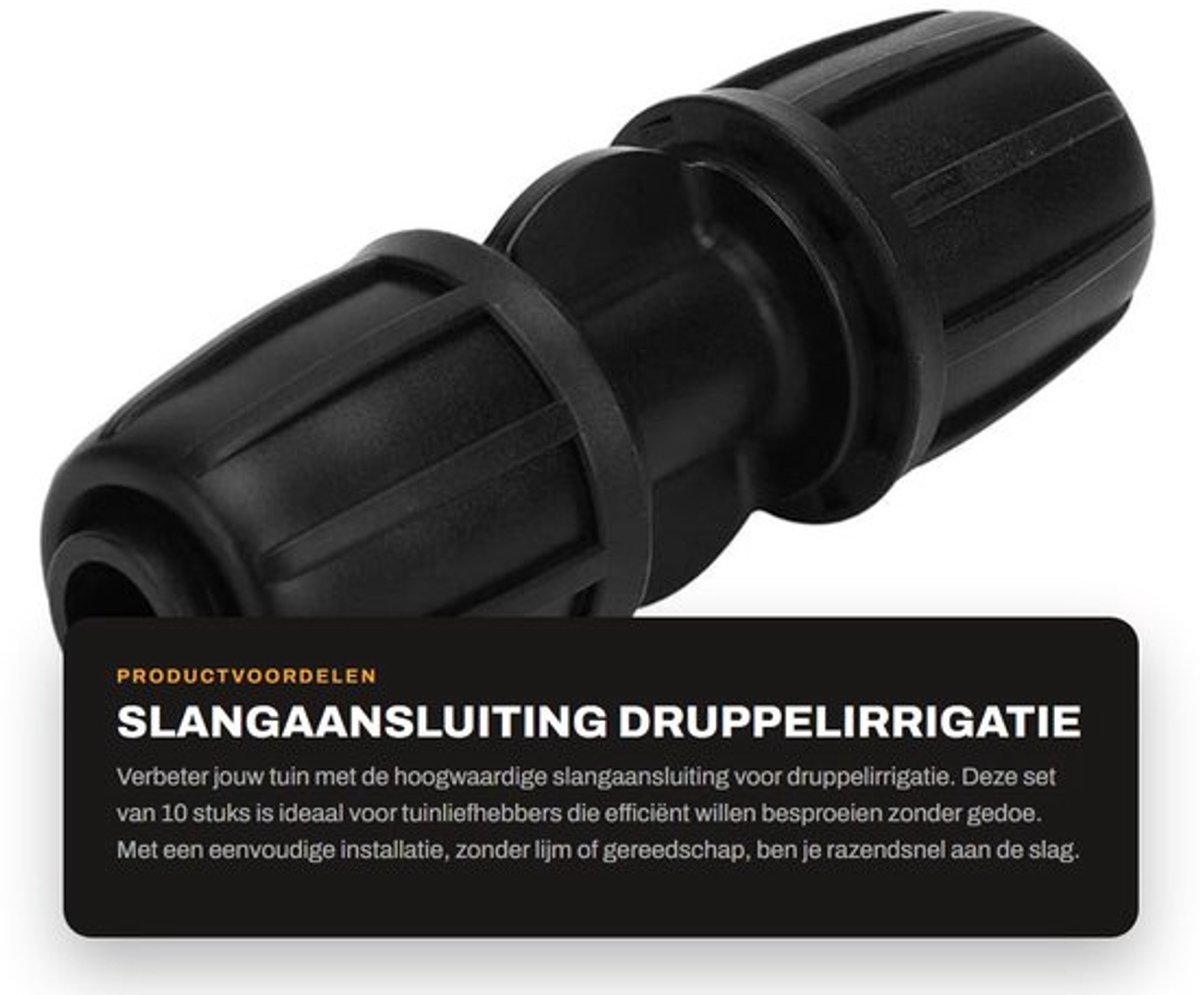 Slangaansluiting 10 stuks - Rechte Wateraansluiting - Druppelirrigatie Accessoires - Tuinbesproeiing - Hoogwaardig Materiaal - Eenvoudige Installatie - Irrigatiefitting