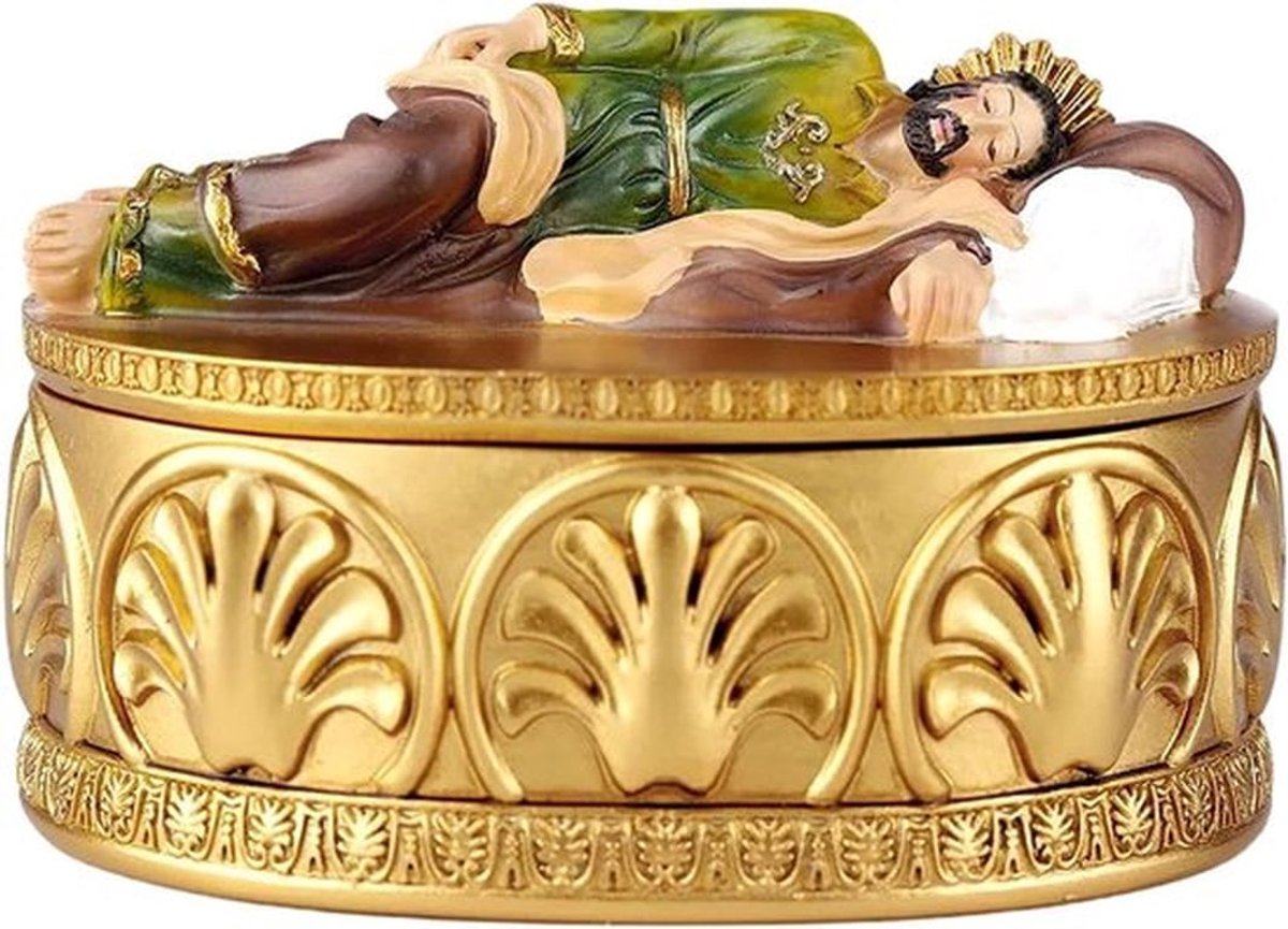 Decoratieve Dozen voor Sieraden en Relikwieën, St. Joseph Beeldje, Katholieke Geschenken, Resin Craft, Opbergdoos voor Rozenkransen en Trinkets