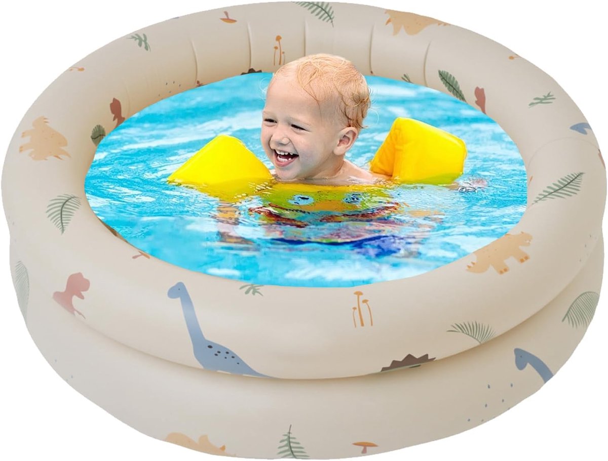 SnelShoppen - Opblaasbaar Kinderzwembad voor Baby's, Kinderen & Huisdieren - Beige PVC Paddelbad voor Tuin, Strand & Zomerplezier - Lichtgewicht & Ide