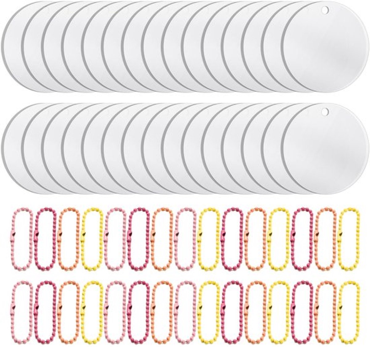 Sleutelhangers Set van 30 - Transparante Acrylschijven - Decoratieve Etiketten - Knutselprojecten - Weerbestendig - Hoogwaardige Lichtdoorlatendheid - Acrylplaat