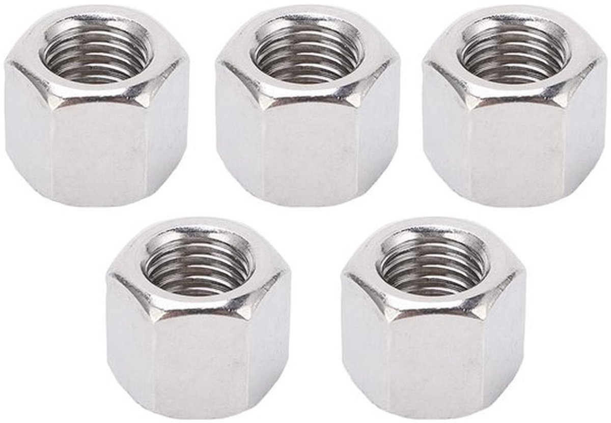 Koppelingsmoer M16 x 2.0 - Zeskantkoppelingsmoer - Roestvrij Staal - Set van 5 - Binnen/buiten gebruik - Volledig Schroefdraad - Moer