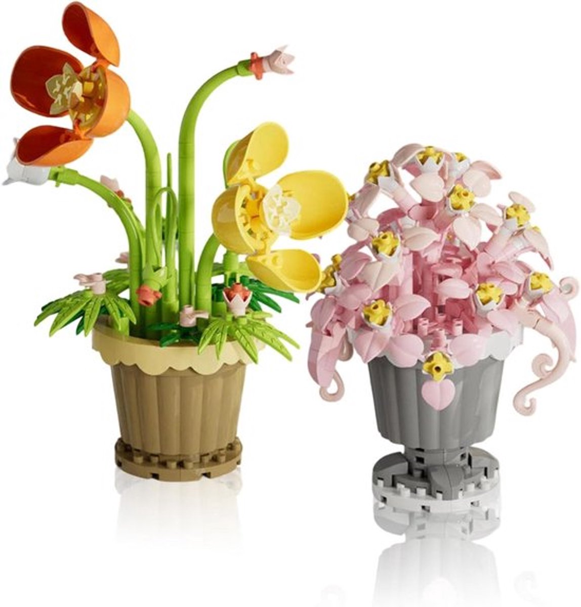 Mini kunstbloemen bonsai set - decoratieve bloemen voor thuis - 2 stuks inbegrepen
