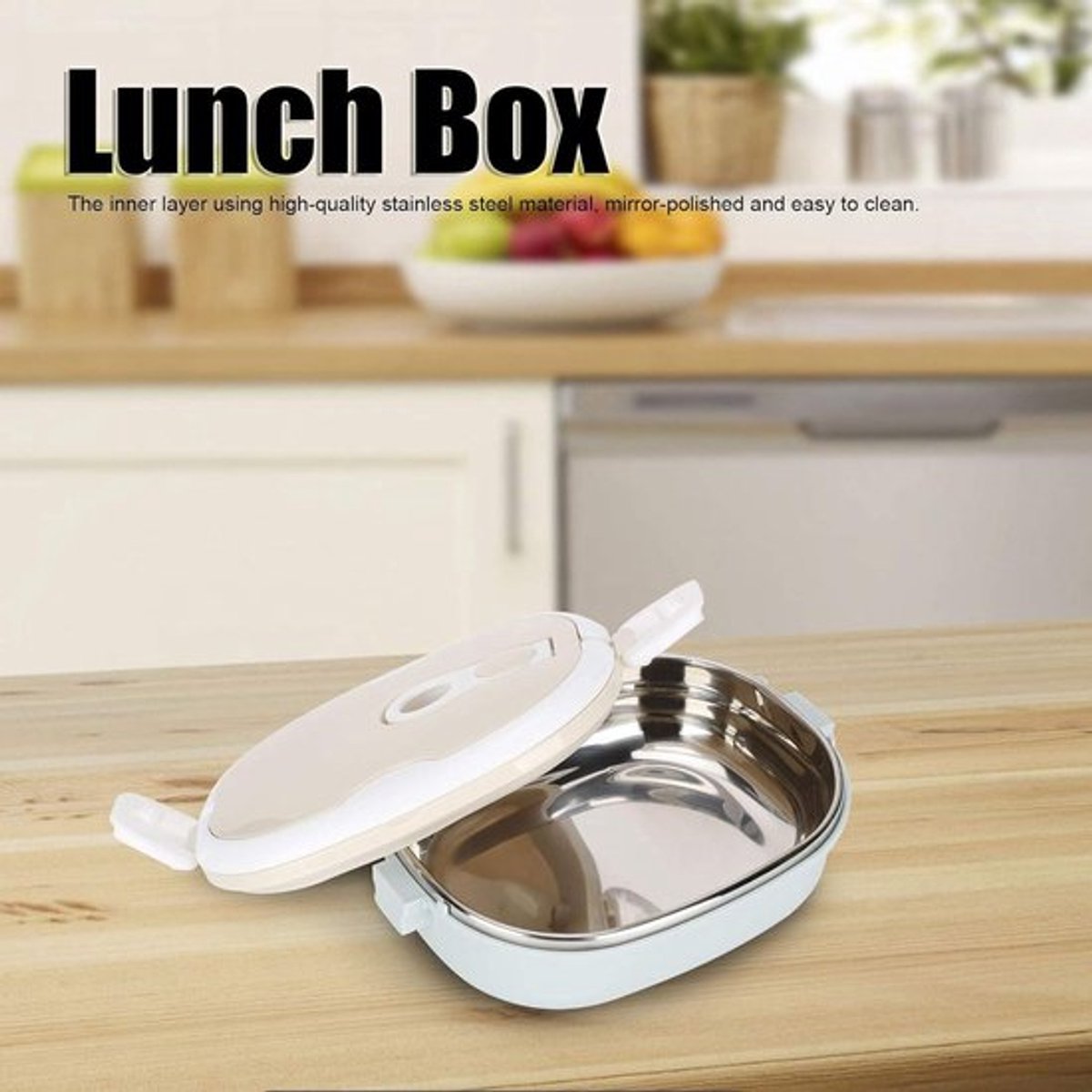 Luchtdichte Stalen Lunchbox met Handvat voor Volwassenen en Kinderen - Draagbare Box in 1 Laag