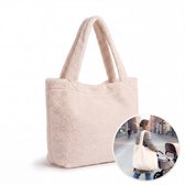 Funnies Luiertas Teddy Mom Bag Shopper - Off White - Grote Shopper - Zachte Teddy Tas - Mom Bag voor Babyspullen, Boodschappen & Dagelijks Gebruik