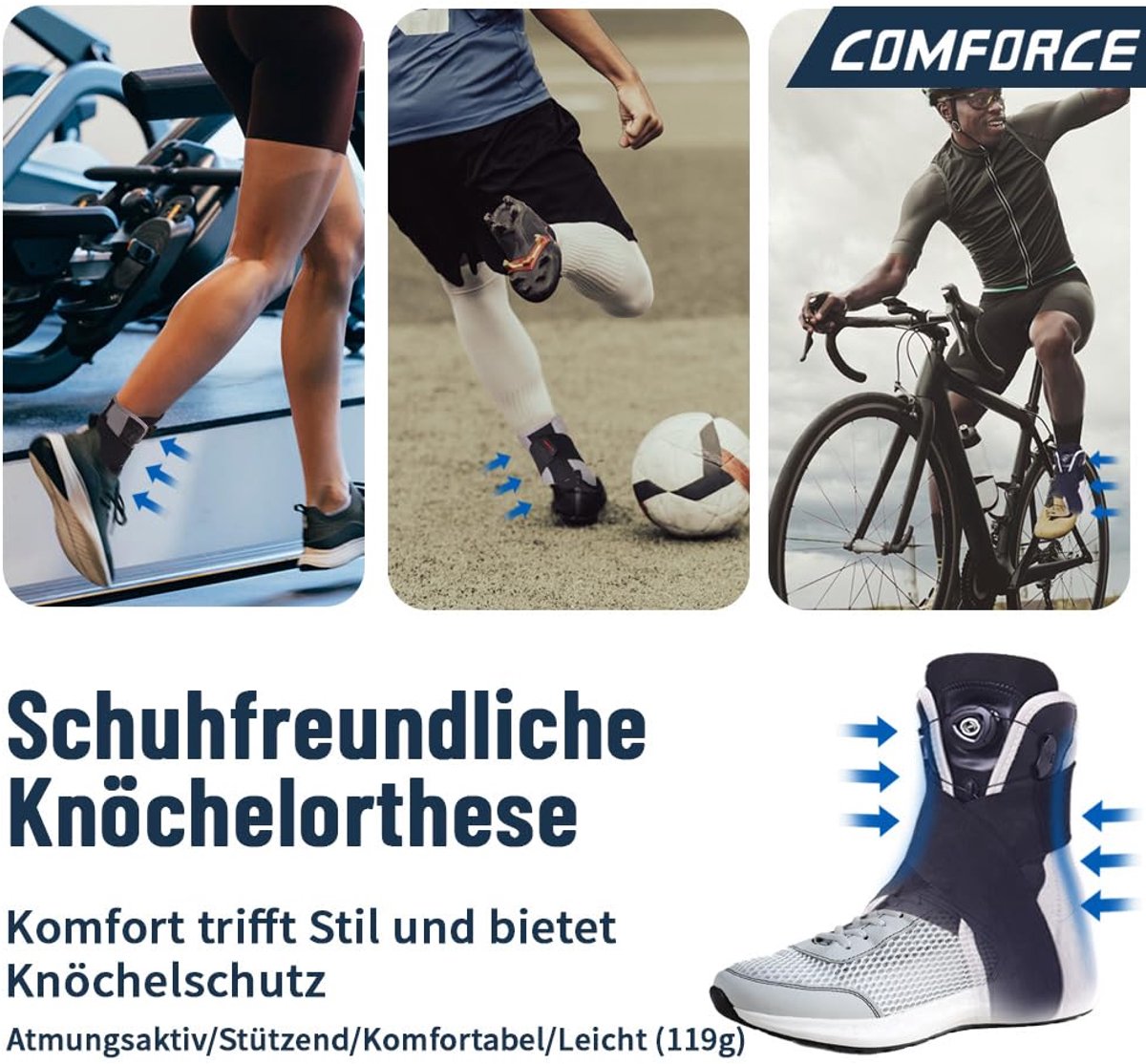 Enkelbandage - Enkelsteun brace - Stabilisatie enkel - Verstelbaar knopsysteem - Universele maat - Zwart