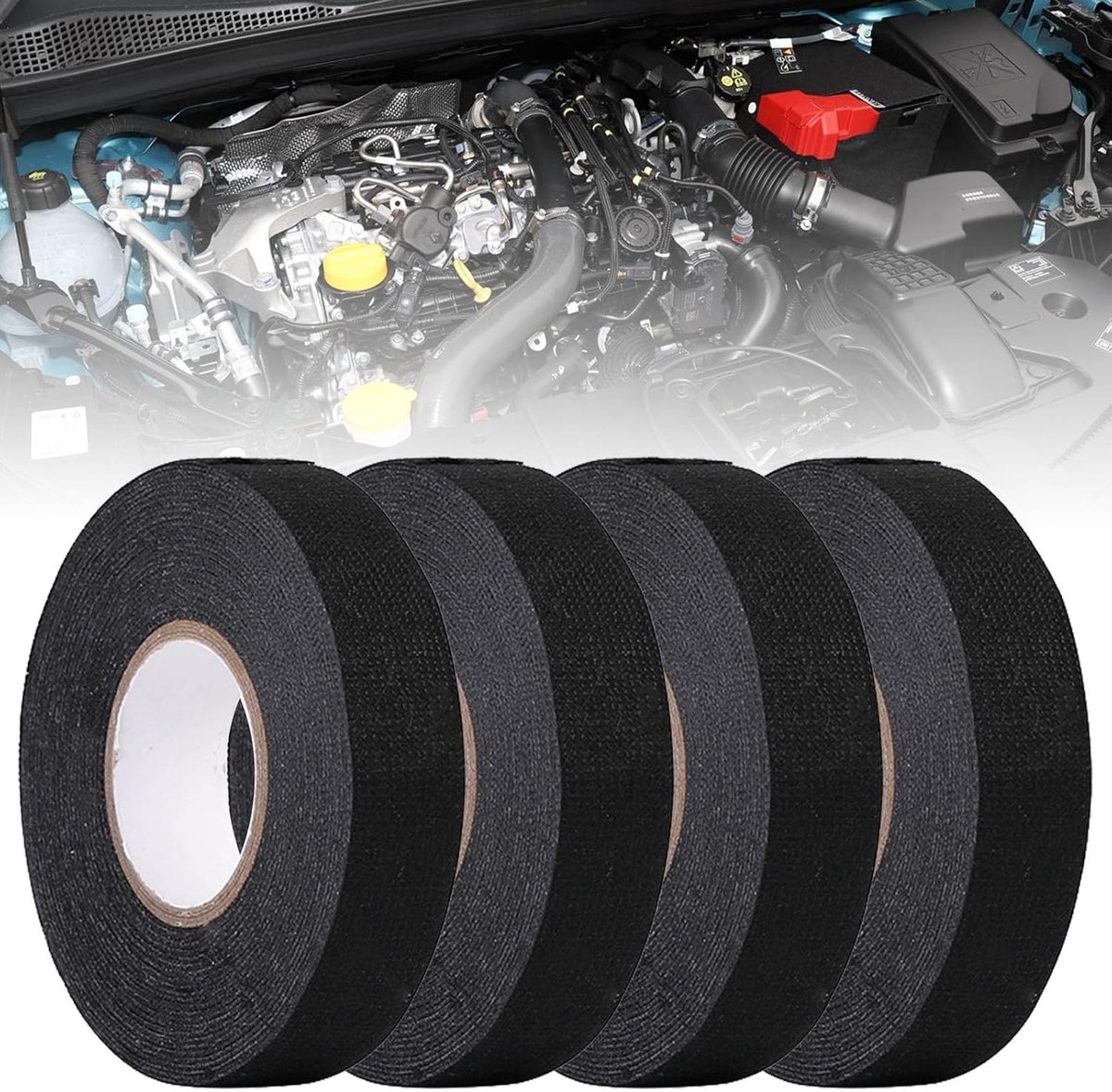 4 Rollen Hittebestendige Lijmtape voor Auto Draadboom - Zachte Isolatietape, Frictiebestendig, 19mm x 15m, Ideaal voor Elektrische Verbindingen en Reparaties