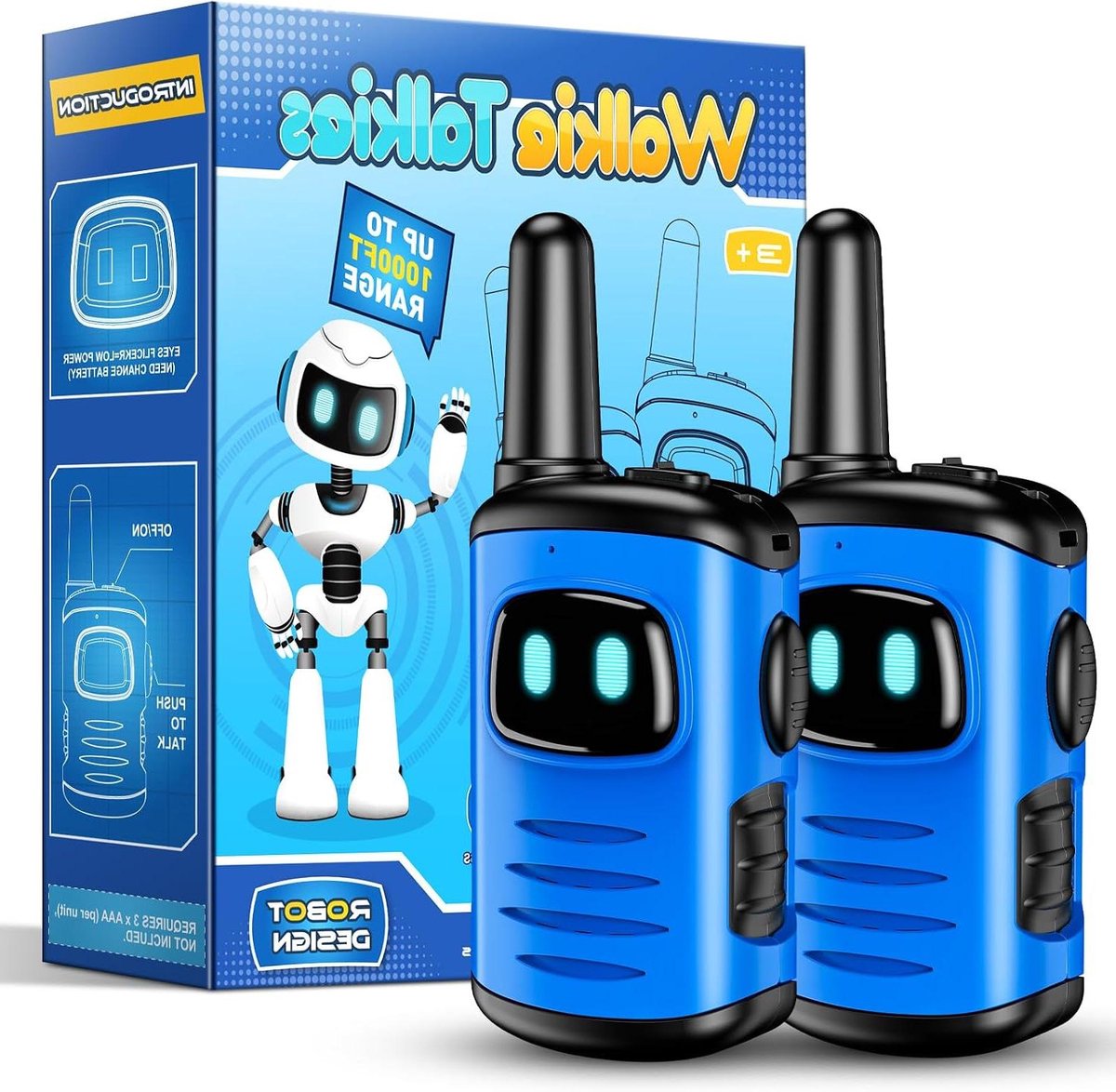 Kinder Walkie Talkies - Communicatie Speelgoed - Buitenspellen Kinderen - Ergonomisch Ontwerp - 300 Meter Bereik - Blauw
