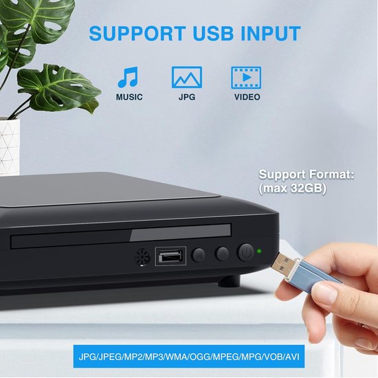 Mini dvd-speler - Compacte mediaplayer - Films kijken - Regiovrij afspelen - 18x15x4.5 cm - Zwart — afbeelding 4