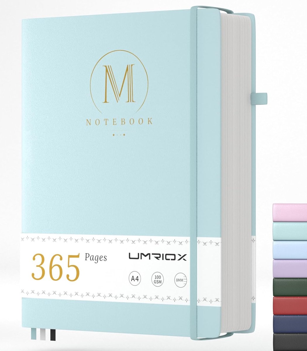SnelShoppen - Hemelsblauw A4 Dagboek 365 Pagina's Hardcover Leren Notitieboek Gelinieerd 100 g/m² Papier voor Dagelijkse Werkagenda & Notities