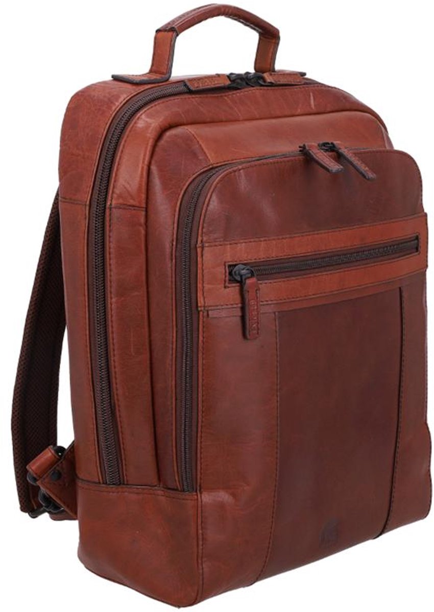 Pylos59 Buff Oily Laptoprugzak - Leer - 15.6 inch - 18L - Bruin