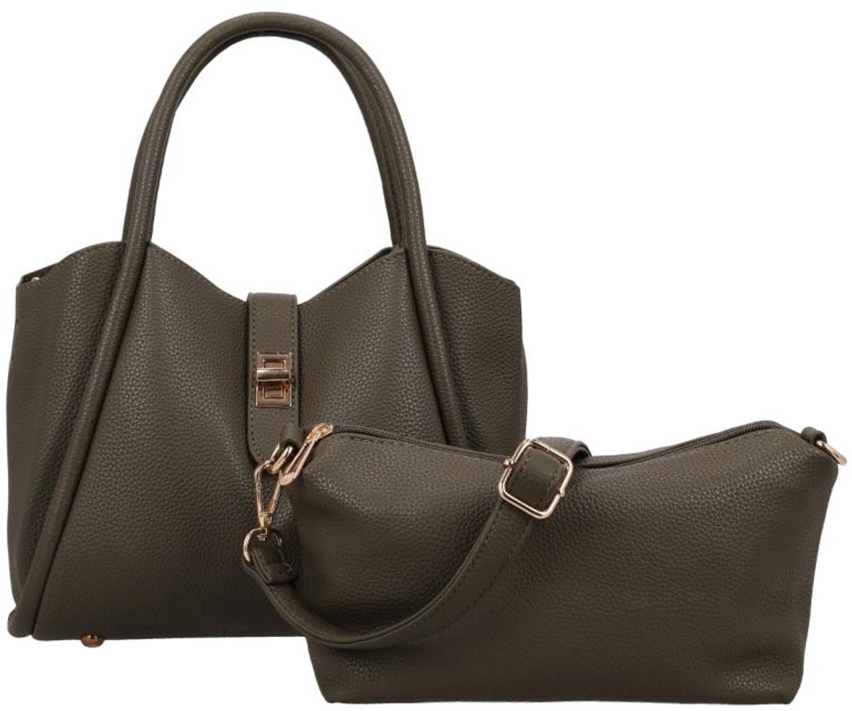 Flora & Co Goldie Medium Handtas Dames - Imitatieleer - Donker Groen