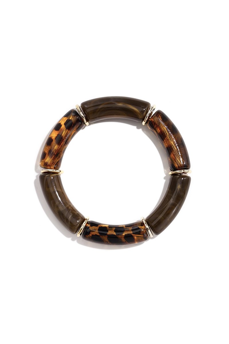Lumé - Kralen Armband - Acryl - Goudkleur - - Karmozijnrood