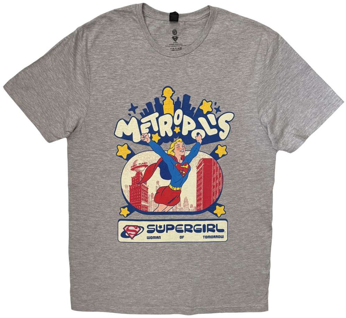 DC Comics Supergirl - Metropolis Heren Tshirt - XL - Grijs