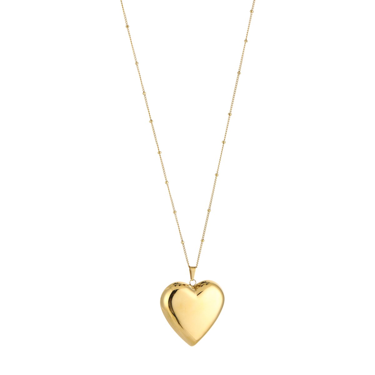 Elegante Lange Roestvrijstalen Ketting met Groot Hartenmotief - Dames Sieraad - Goud