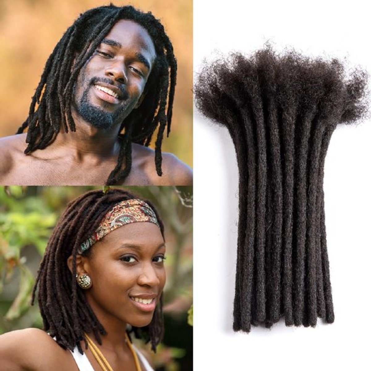 Dreadlocks Extensions 100% Echt Haar - 30 Strengen - 0,6 cm Dikte - 6 Inch - Geverfd/Gekruld - Handgemaakt - Haarverlenging