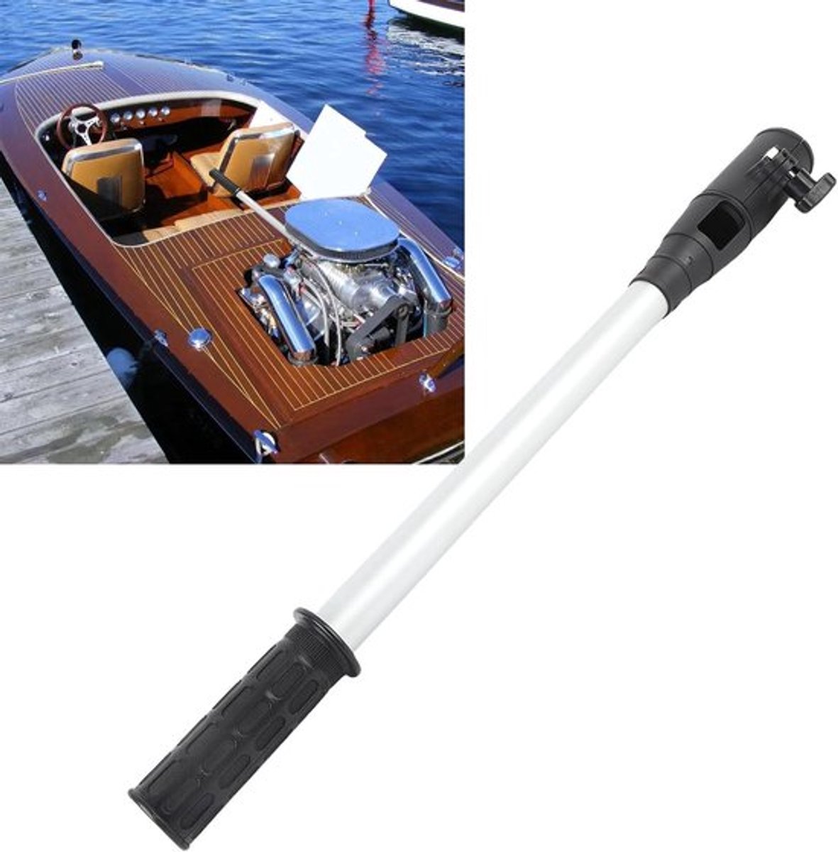 Tiller Handgreep Extensie - Buitenboordmotorverlenging 46cm - Aluminium As - Rubberen Grip - Buitenboordmotoren - Boten - Kayaks