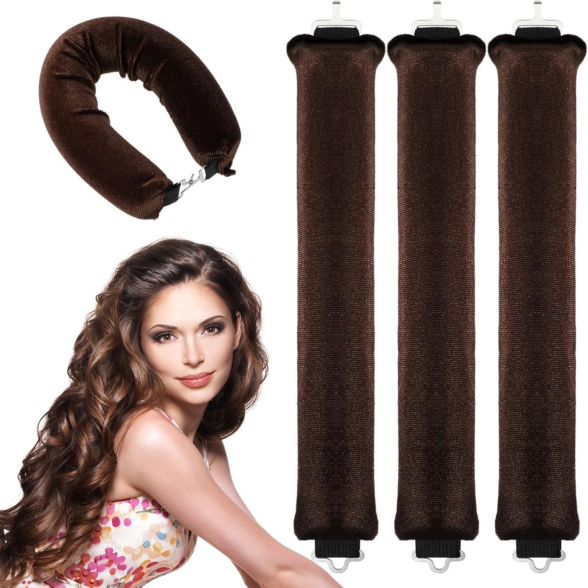 3 Stuks Hittevrije Haarrollers - Nachtkrullen voor Blow-Out Effect - Hoofdband met Krulspelden en Haken - DIY Golven Stylingtool voor Tijdens het Slapen