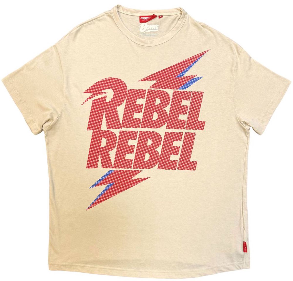 David Bowie - Unplugged Rebel Rebel Lightning Bolt Dames Tshirt - 2XL - Creme