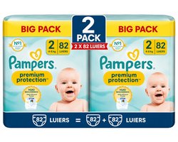 Pampers Premium Protection Maat 2 – 4-8 kg – 2 x 82 Luiers – 164 Stuks – Voordeelverpakking