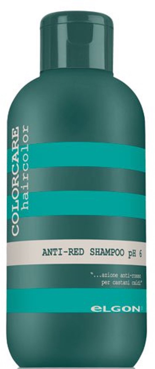 Elgon Colorcare Anti-Red Shampoo P H 6 300ml - Shampoo Voor Warm Bruin Haar - Neutraliseert Rode Ondertonen - Met Groen Pigment En Groene Thee - Verzorgend En Hydraterend