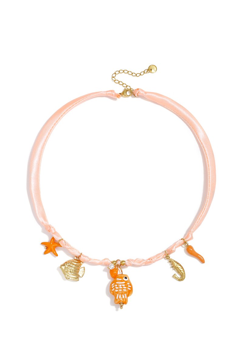 Gevlochten Ketting met Vismotief – Vacation / Beach Romantic Series - Oranje
