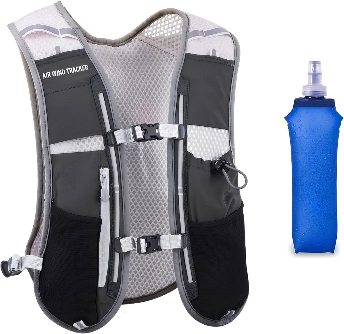 Lìon® Hardloopvest - Hardloopvest met Drinken en Telefoonhouder - Hardloopvestje - Grijs - 27cm x 27cm x 41cm