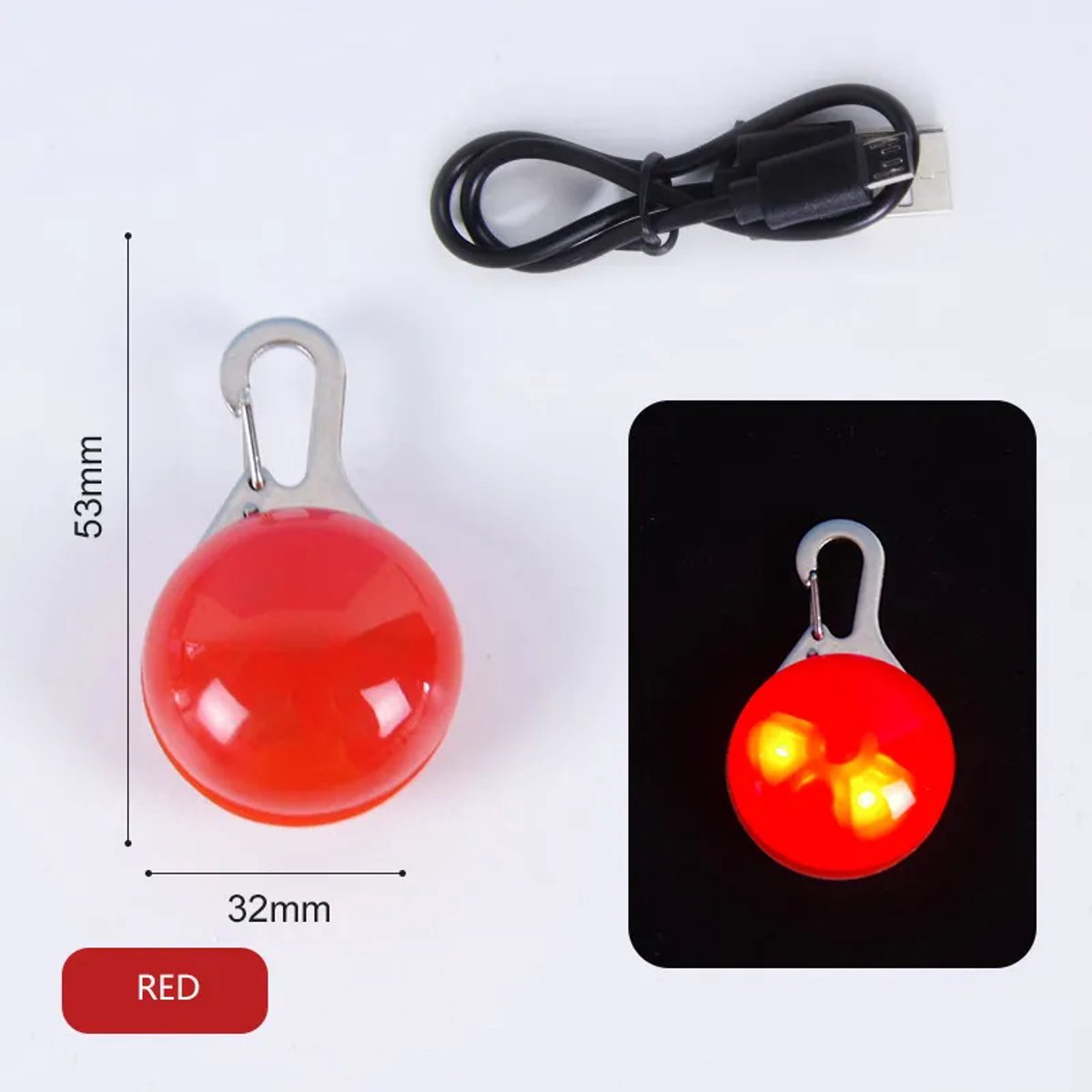 JN® Oplaadbare hondenverlichting - Kleur Rood - Rugzak verlichting - Oplaadbare rugzakverlichting - Hond - Hondenlamp - Oplaadbaar - USB oplaadbare hondenlamp – Hondenlicht - Hond uitlaten – Verlichting hond - Oplaadbare verlichting