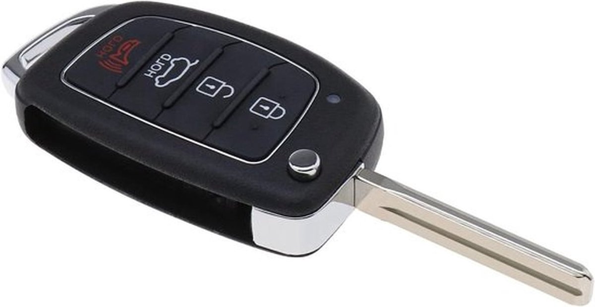Autosleutelhanger Behuizing Vervanging - 4 Knoppen - Vouwbehuizing - Ongesneden Sleutelmes - Slimme Fob-Behuizing - Compatibel met Hyundai i10/i20/i30/i40 - Zwart