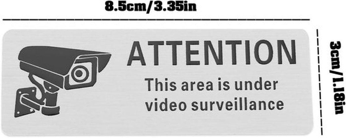 Beveiligingssticker - Waarschuwingsteken - Zelfklevend - Video Surveillance - Aandacht - Aluminium - Geschikt voor Buiten - Rood - 10 stuks 8.5x3cm Sticker "Dit Gebied is Onder Video Surveillance"