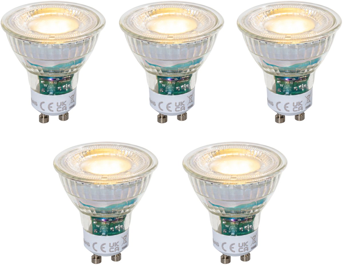 Luedd Set van 5 GU10 50mm dimbare LED lampen helder 2.5W 450 lm 2700K