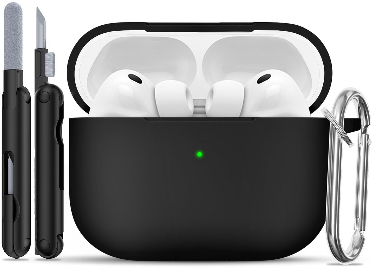 Solidchoice - Silicone Hoes voor AirPods Pro 3 met Sleutelhanger A10-Zwart