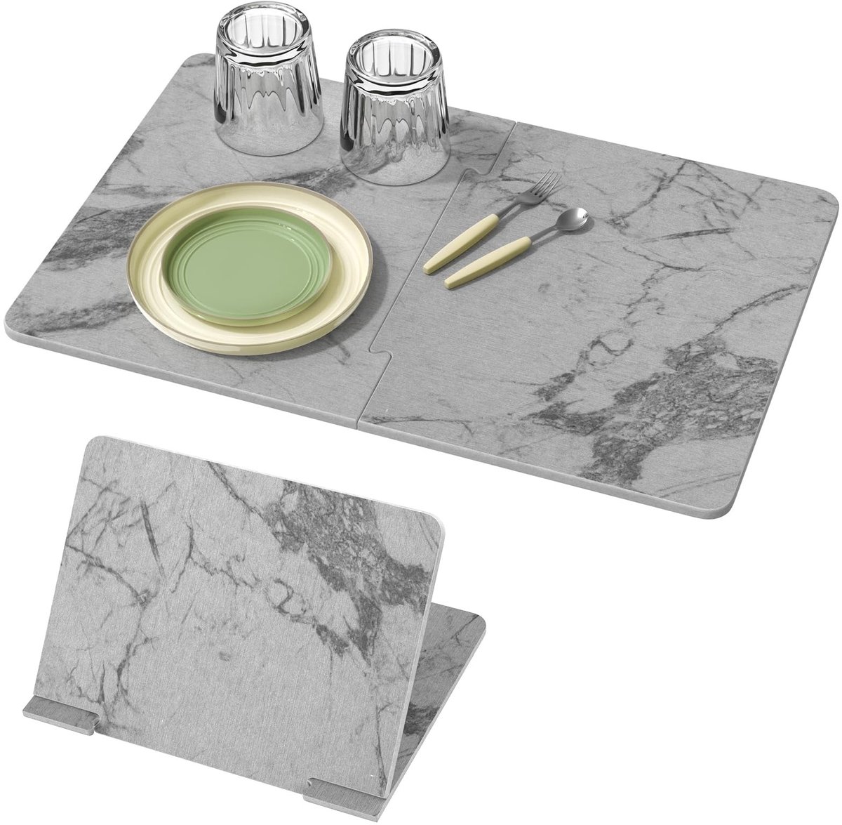 Solidchoice - Grote Steen Droogmat voor Aanrecht 60 x 40 cm Grijs