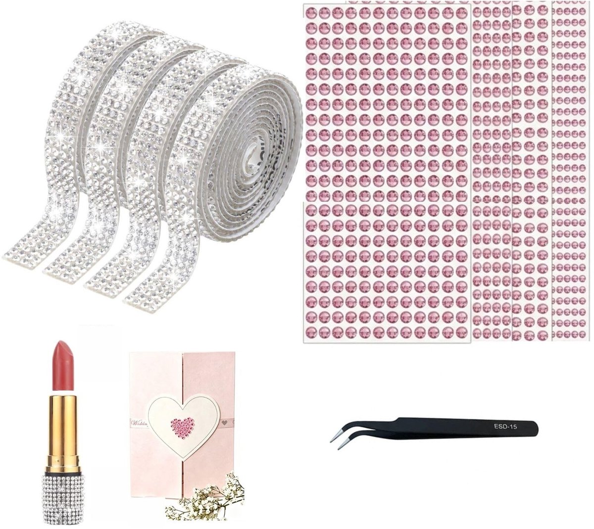 Solidchoice - Set van 4 Zelfklevende Strass-Banden voor Doe-Het-Zelf Decoratie