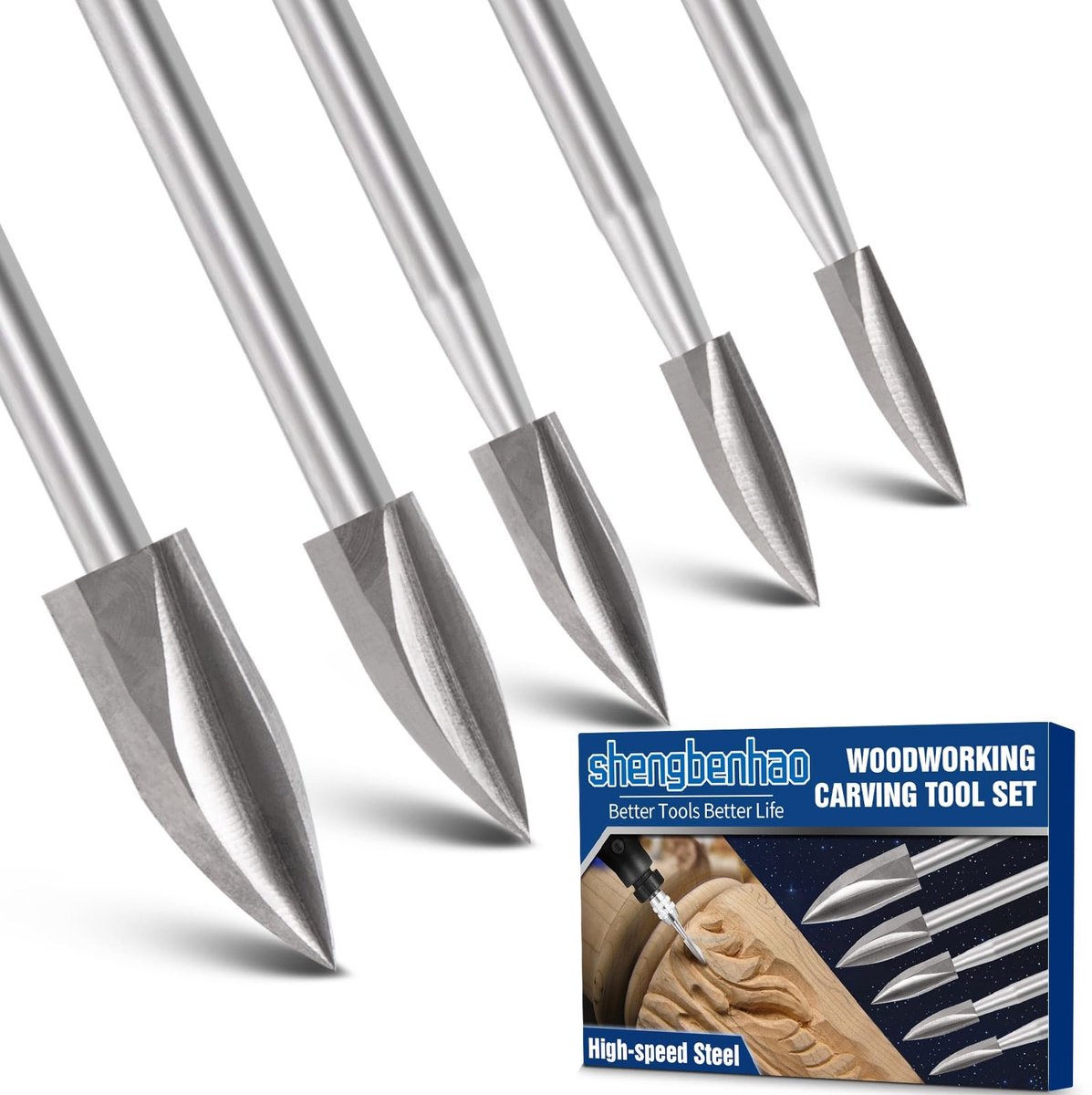 Solidchoice - Houtbewerking Gereedschapset met 5 Snijkoppen