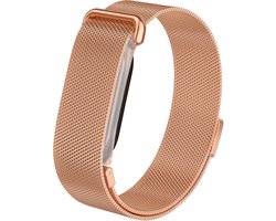 Stravo Milanees Bandje – Geschikt voor Fitbit Air – Metalen Milanese Horlogebandje met Magnetische Sluiting – Verstelbaar – Roségoud