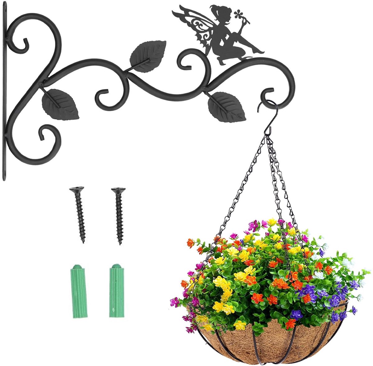 Famanu – Metalen ophanghaak voor planten, smeedijzeren muur planter haak voor bloempotten, ideaal voor woonkamer en balkon, perfect voor het ophangen van je favoriete planten