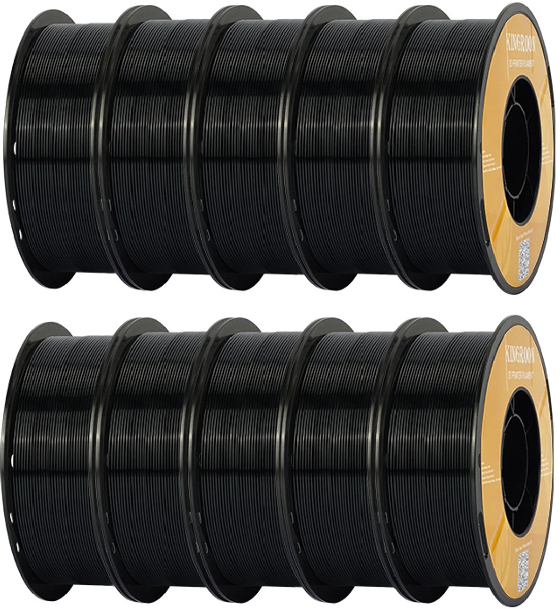 KINGROON PETG Filament 1,75 mm 10 kg Zwart – 3D Printer Filament voor FDM/FFF 3D-Printers – Hoge Sterkte, Nauwkeurig en Eenvoudig te Printen