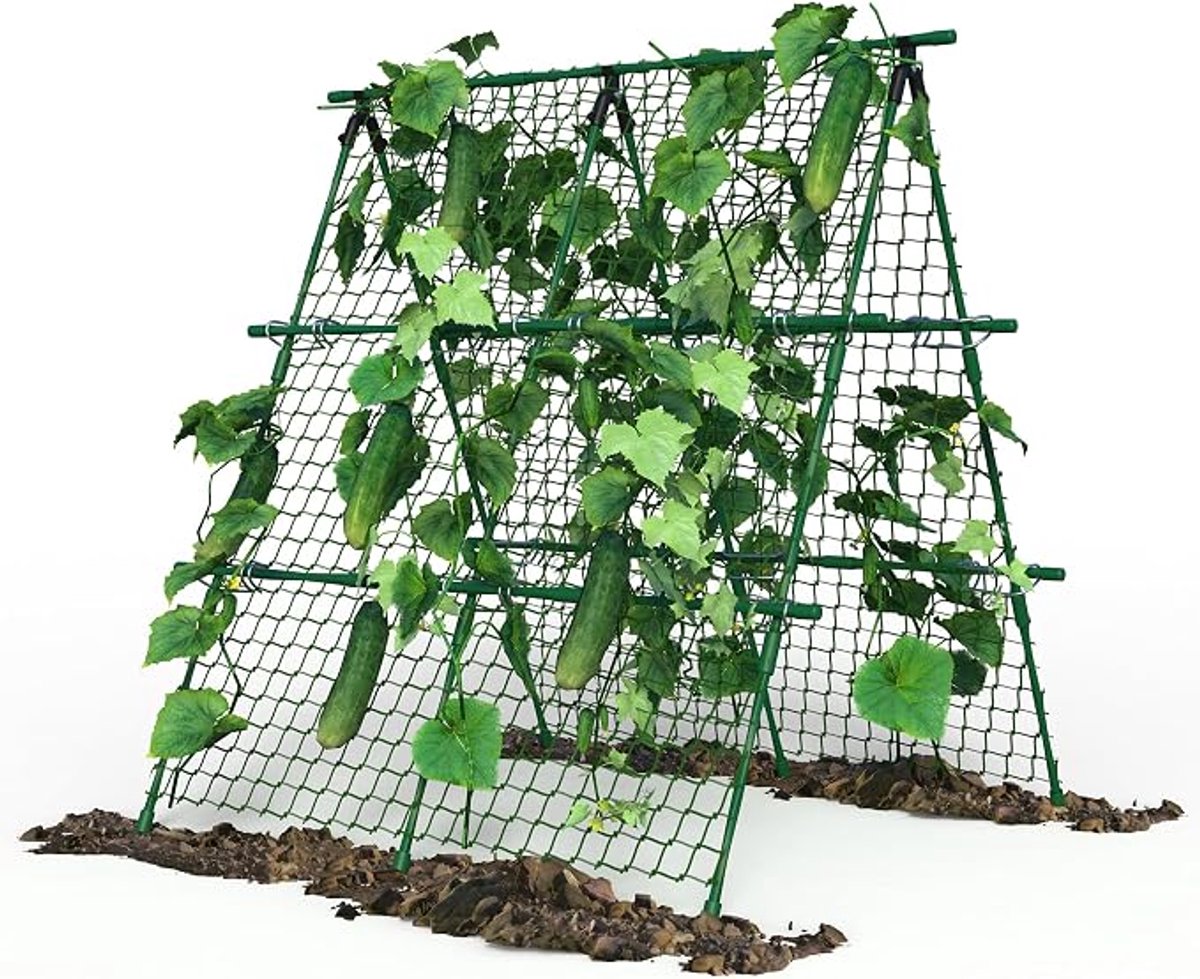 HOERFURIY A-vorm klimrek PE+metaal groen 120×120×40 cm, kruisclip uitvoering – steun voor tomaten, komkommers en klimgroenten