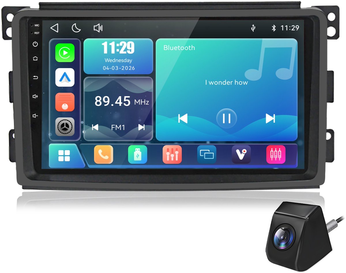 Cestovet Autoradio - Geschikt Voor Mercedes Benz Smart Fortwo 2005 t/m 2010 - LINUX - Draadloos Apple Carplay & Android Auto - Bluetooth & Wifi - achteruitkijkcamera