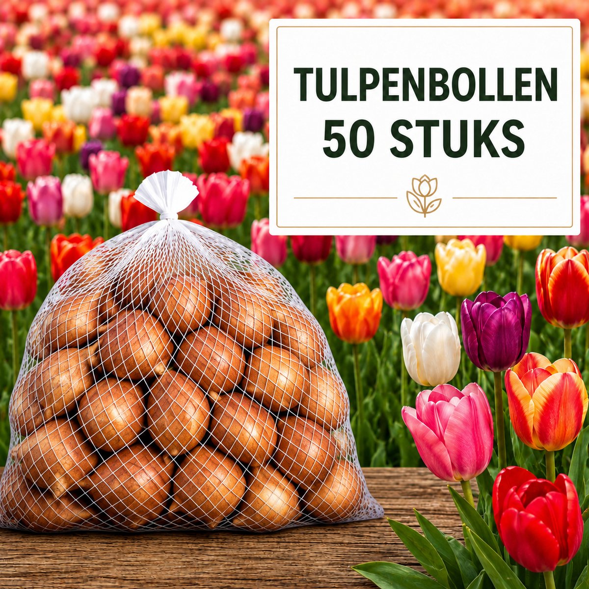 Tulpenbollen Mix – 50 Stuks - Tulp Cadeau – Voor Tuin of Pot – Maat 12 – Vers van de Teler!