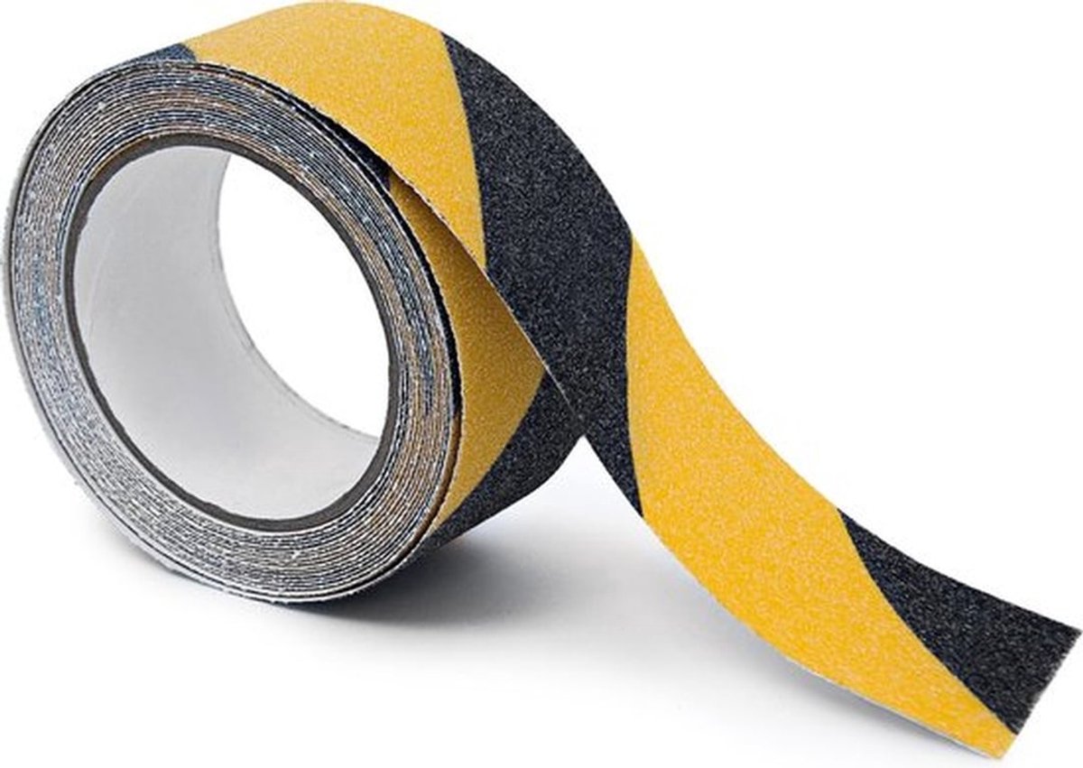antisliptape 5m - voor zowel binnen als buiten - 25 mm breed - zelfklevende tape - voor trappenhuis - zwart-geel