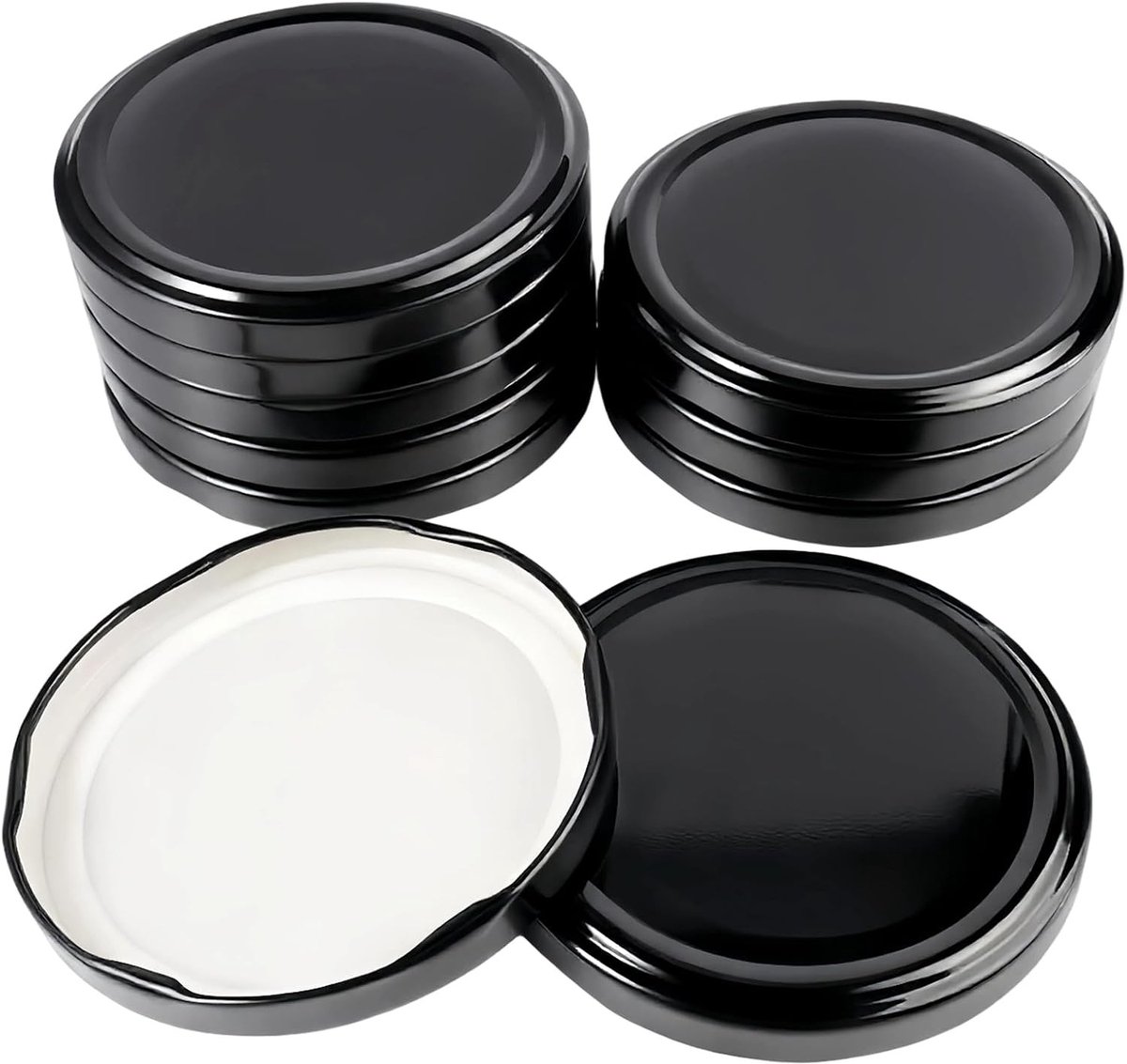Set van 10 Draaideksels voor Potten, Schroefdoppen voor Potten 82mm | Metaal Deksels voor Inmaken, Geschikt voor 230/350/435/570 ml Potten (Zwart)