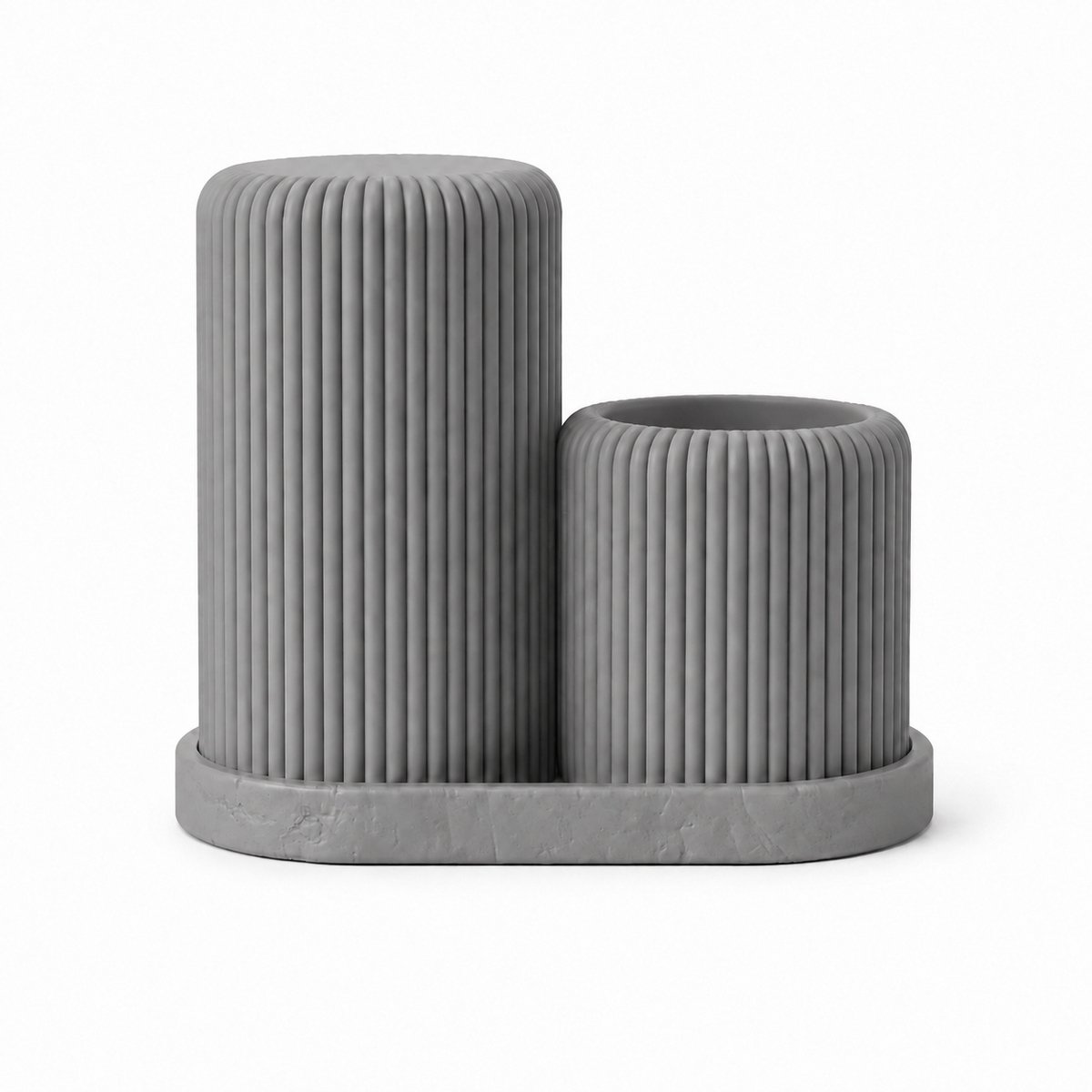 Badkamer Organizer Set – Tandenborstelhouder & Wattenstaafjeshouder – Met Plateau – Geribbeld Design