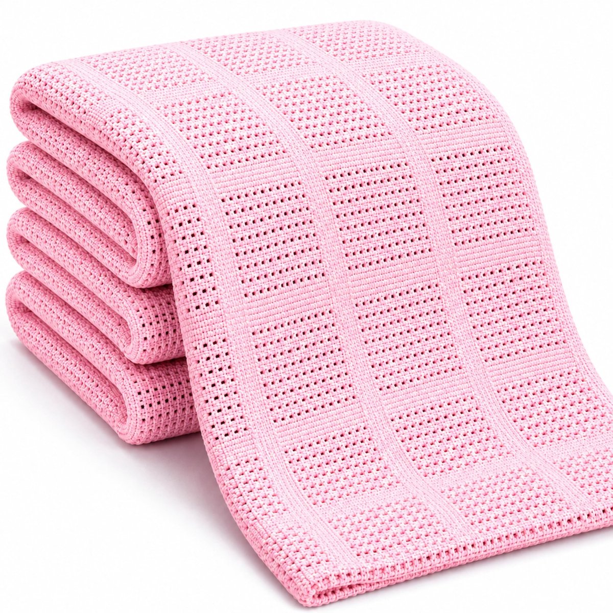 Solidchoice - Dubbele Katoenen Cellular Deken, Roze