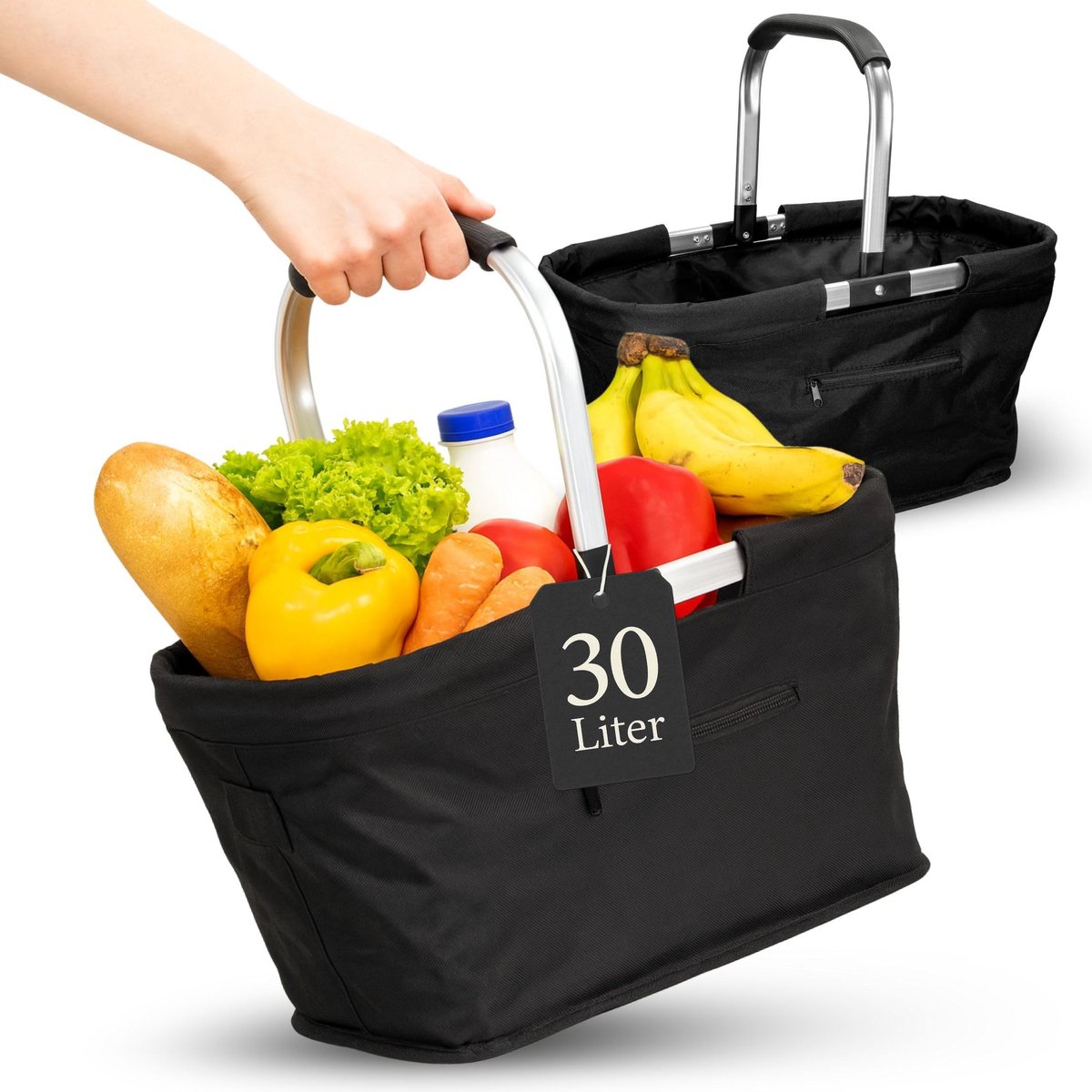Solidchoice - Vouwbare Winkelmand met Handvat en 30L Capaciteit