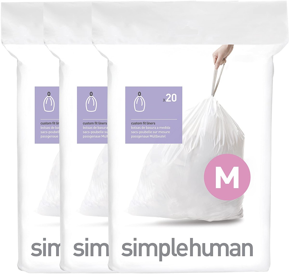 Solidchoice - Code M Afvalzakken 45 Liter 3 x Pack van 20 (60 Stuks) Wit