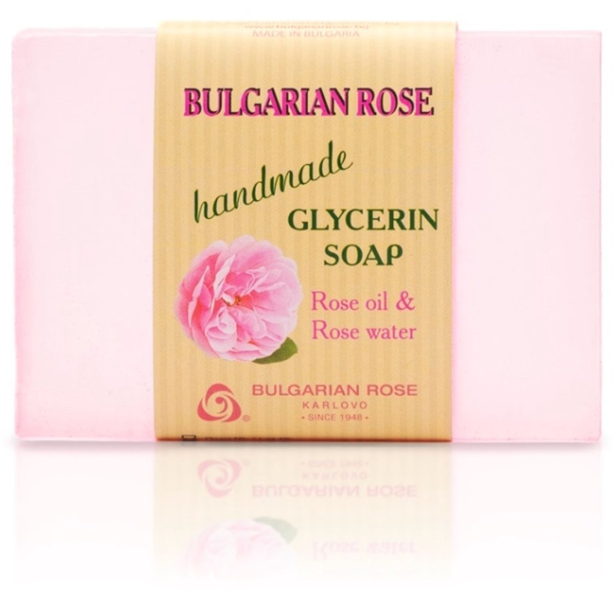 Glycerin soap Bulgarian rose | 70 g | Handgemaakte glycerinezeep met 100% natuurlijke Bulgaarse rozenolie en rozenwater