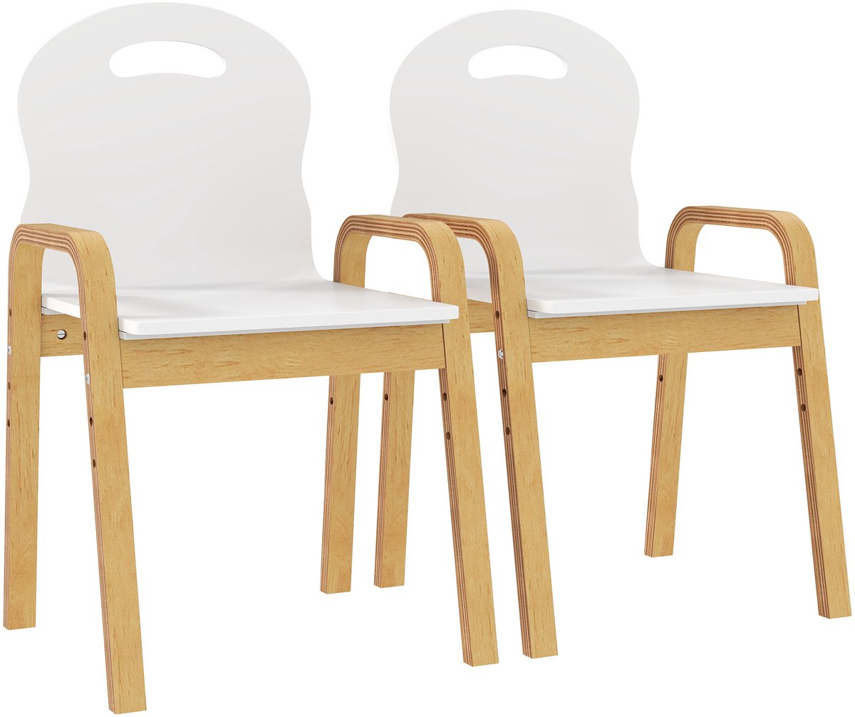 AIYAPLAY Kinderstoel Berkenhout 39L x 34B x 61,5H cm Wit