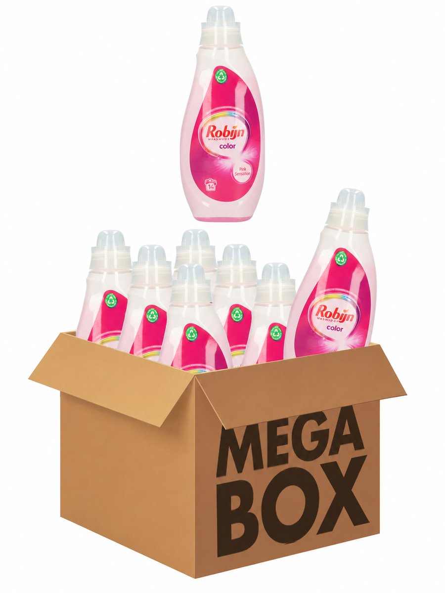 Robijn wasmiddel color Pink Sensation 700 ml megabox 8 flessen